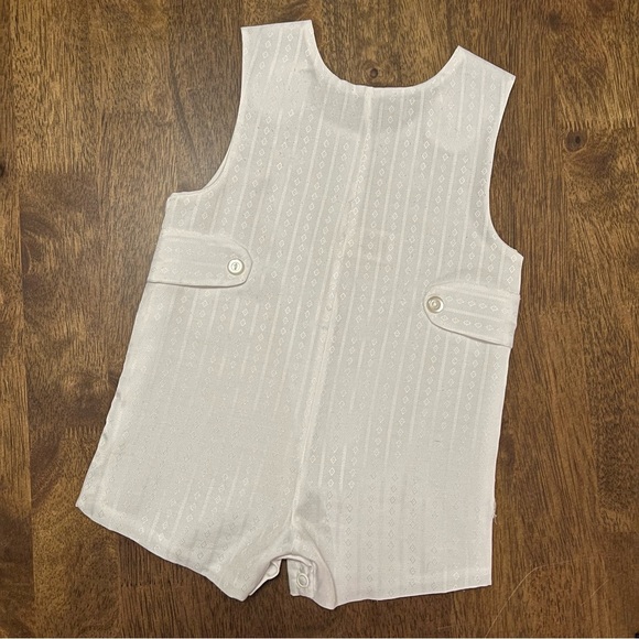 Alexis Vintage Classic Heirloom Baby Boy Buttoned White Romper 80s 90s FLAWED - Picture 1 of 12